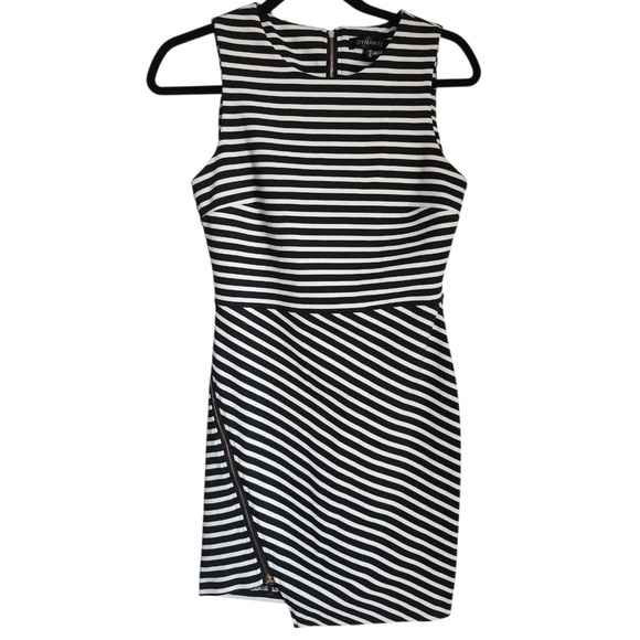 Dynamite Monochrome Striped Asymmetrical Dress - Picture 1 of 4